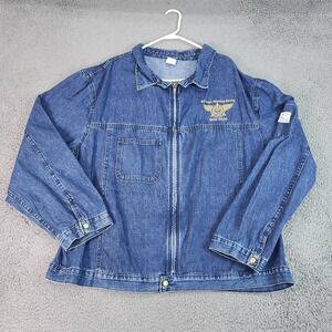 Vintage Pointer Brand Denim Bomber Jacket Mens 3XL Blue TWU Local 512 Made USA